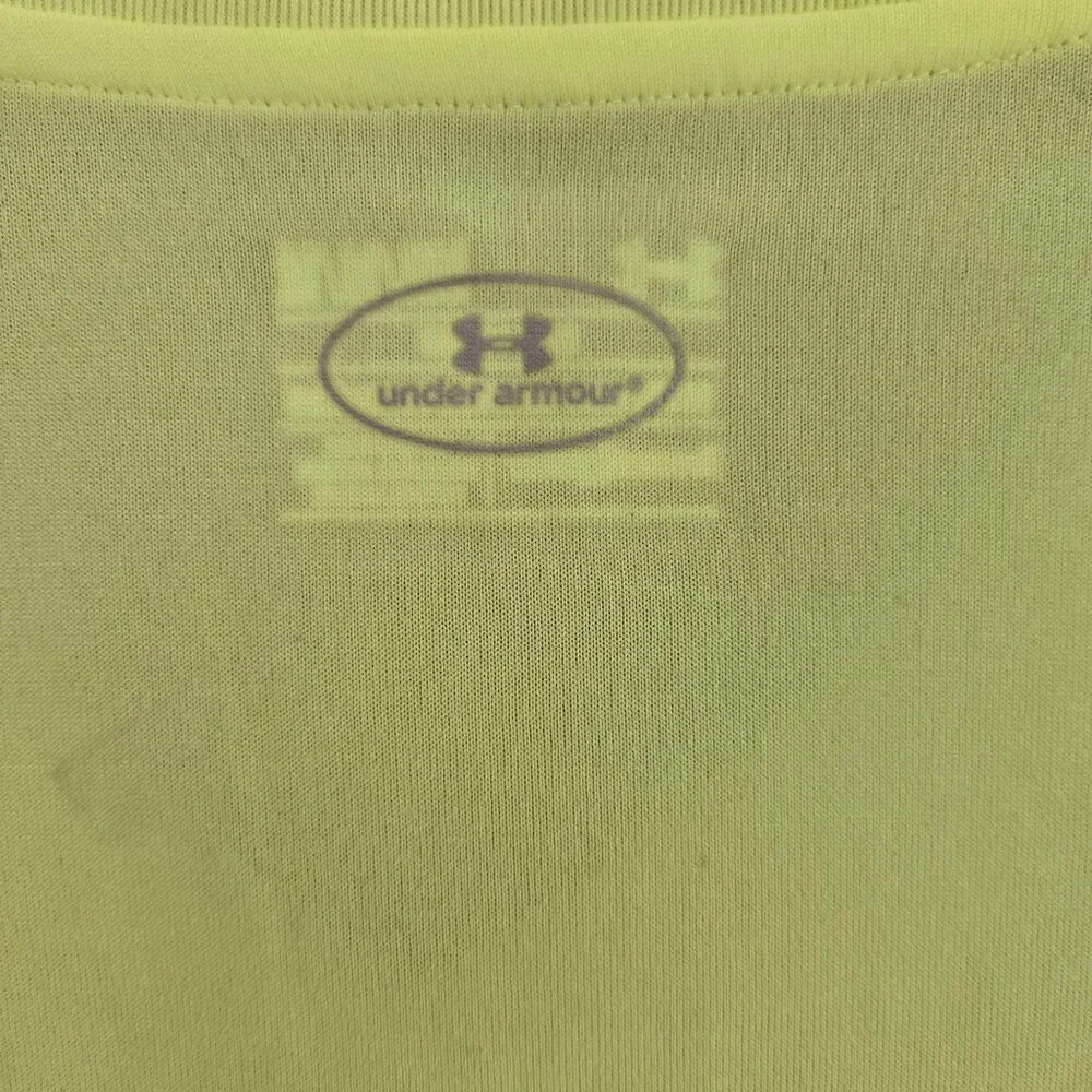 NWT Under Armour Womens Medium HeatGear V-Neck Semi-Fitted Shirt Neon Yellow - Picture 7 of 10